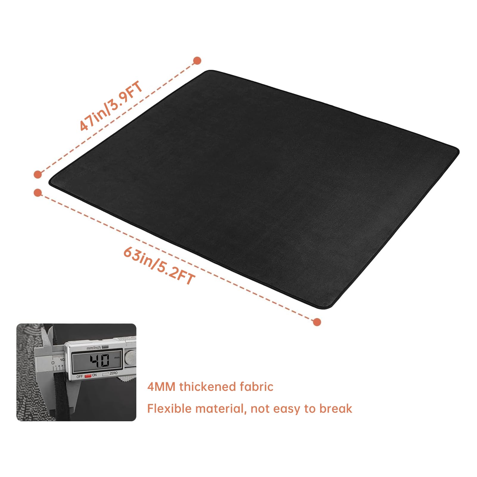 IBVIVIC Tapis de batterie 1,2 x 1,5 m, tissu tissé serré avec fond antidérapant, noir