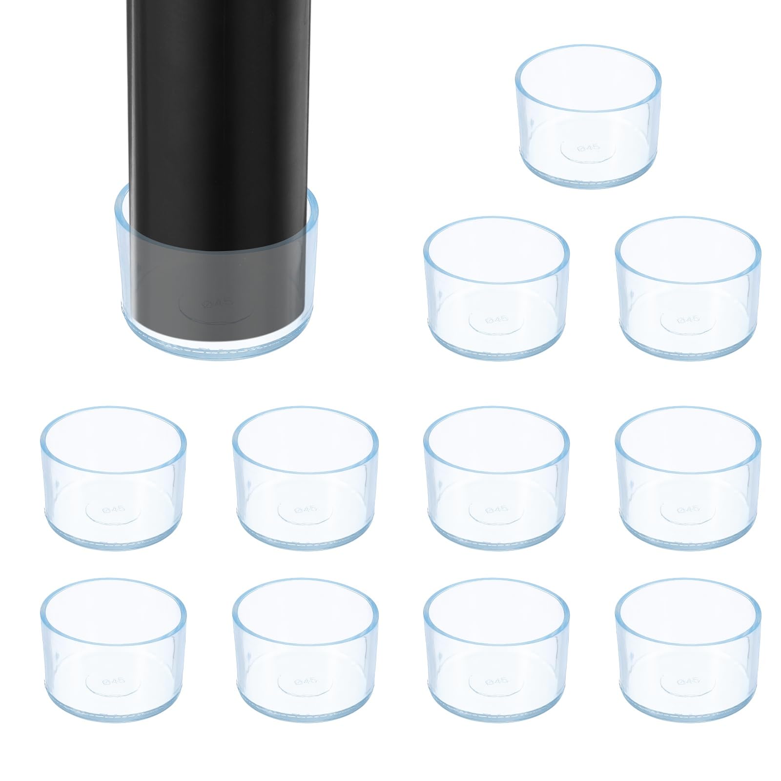 sourcing map 12Pcs Chair Leg Floor Protectors, 1.77 Inch ID Clear Chair Leg Caps, Round Transparent Furniture Foot Covers Non-Slip Anti-Scratch for Floor, Hardwood, Tile Protection