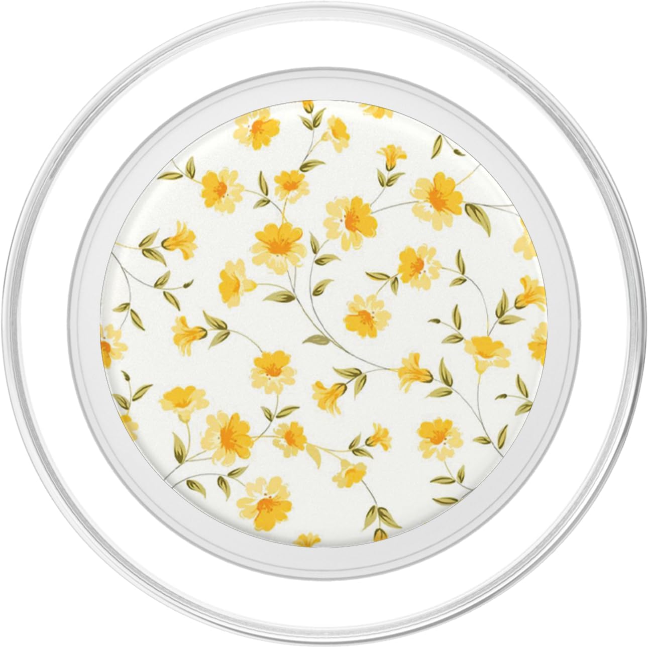 Yellow Floral Vine Pattern PopSockets PopGrip for MagSafe