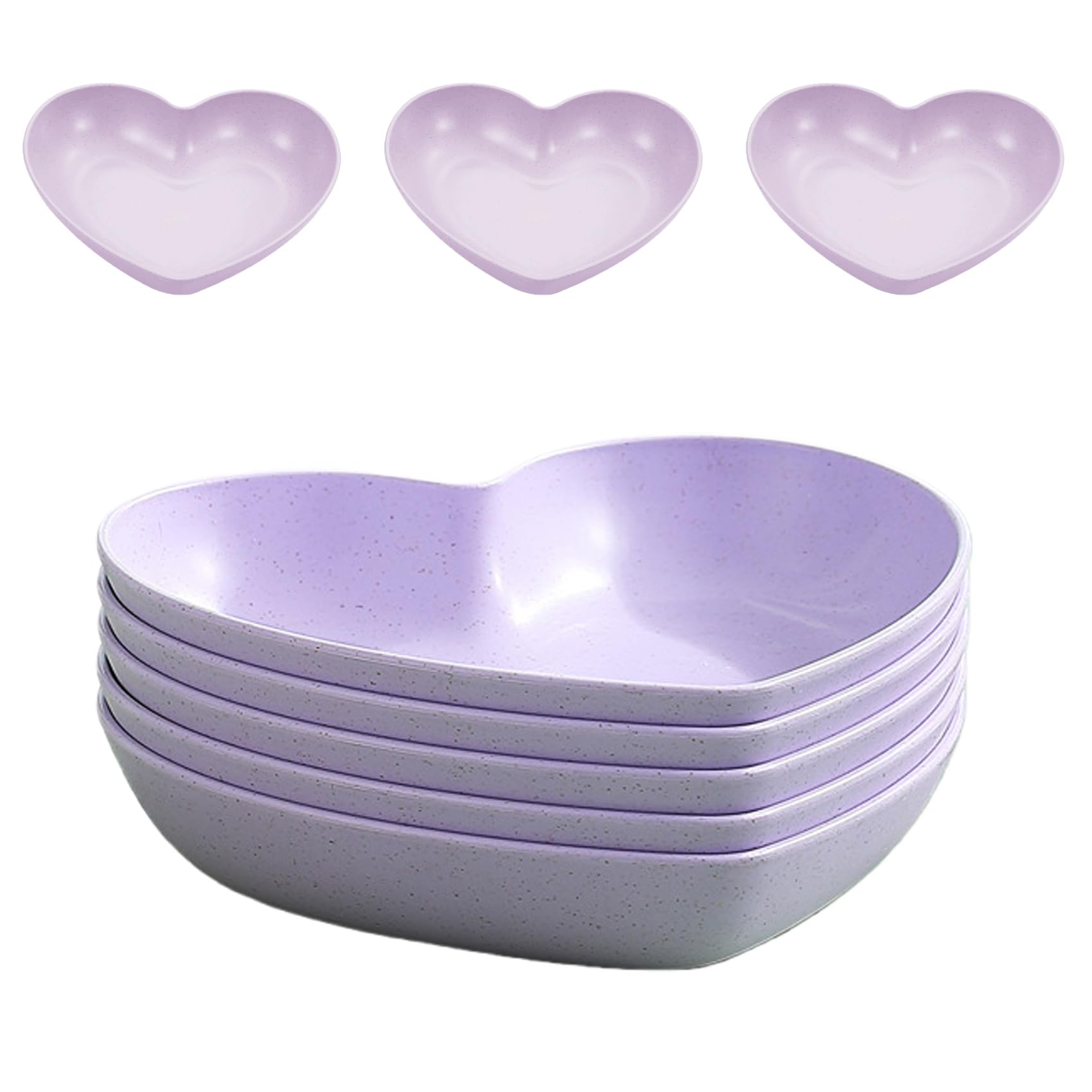 Heart Shaped Serving Bowls Purple 5 Pack Shatterproof Reusable Plastic