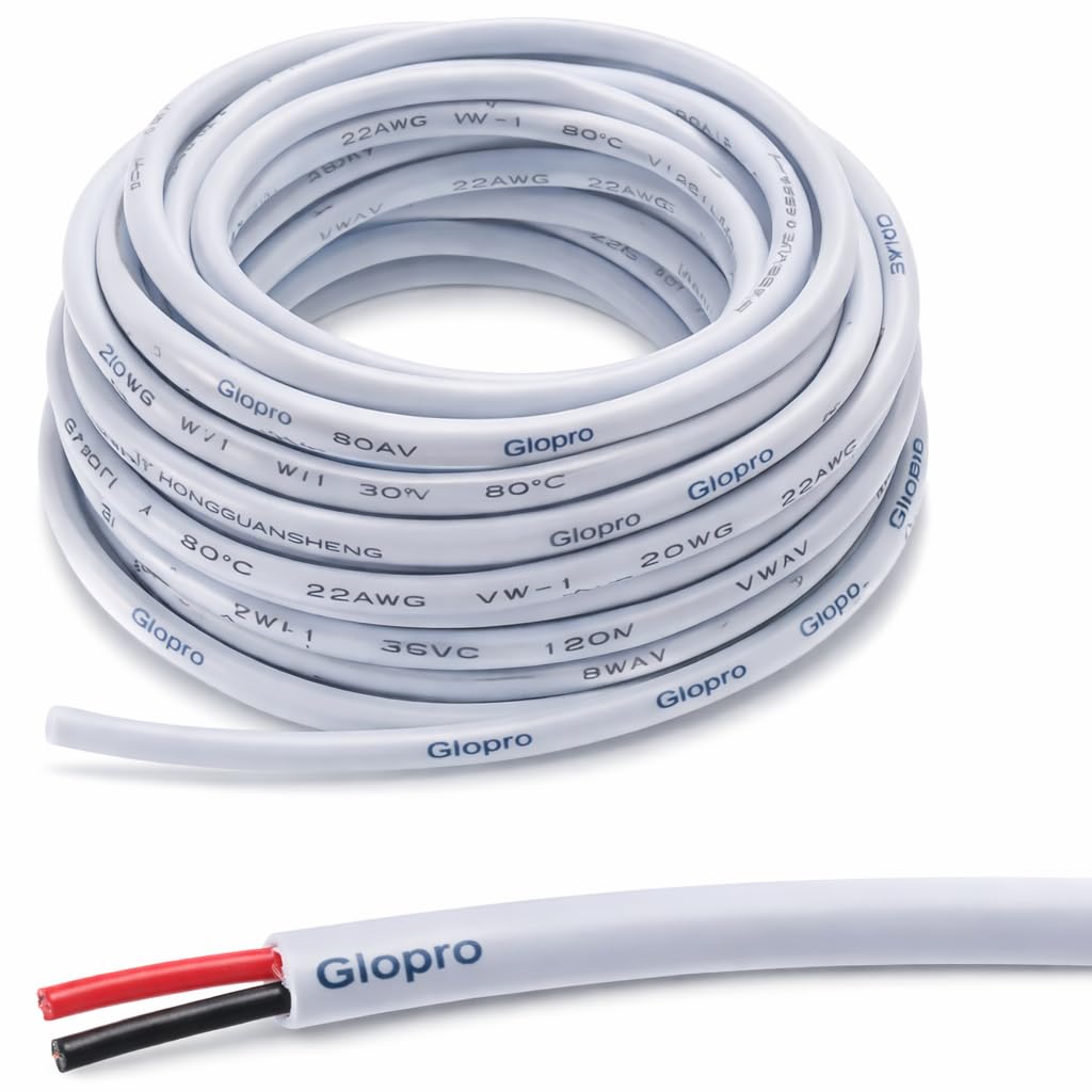 GloproStore PVC copper wire 2 core 1mm White electrical extension wire (25 feet, white)