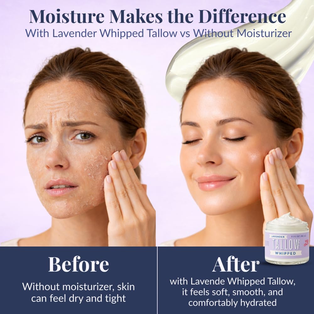 Whipped Tallow 9oz - All Natural Face Cream + Whole Body Moisturizer for Dry Skin - Made With Scented Oil Blend - No Preservatives, Parabens or Seed Oils - USA Made (Lavender) - Image 6