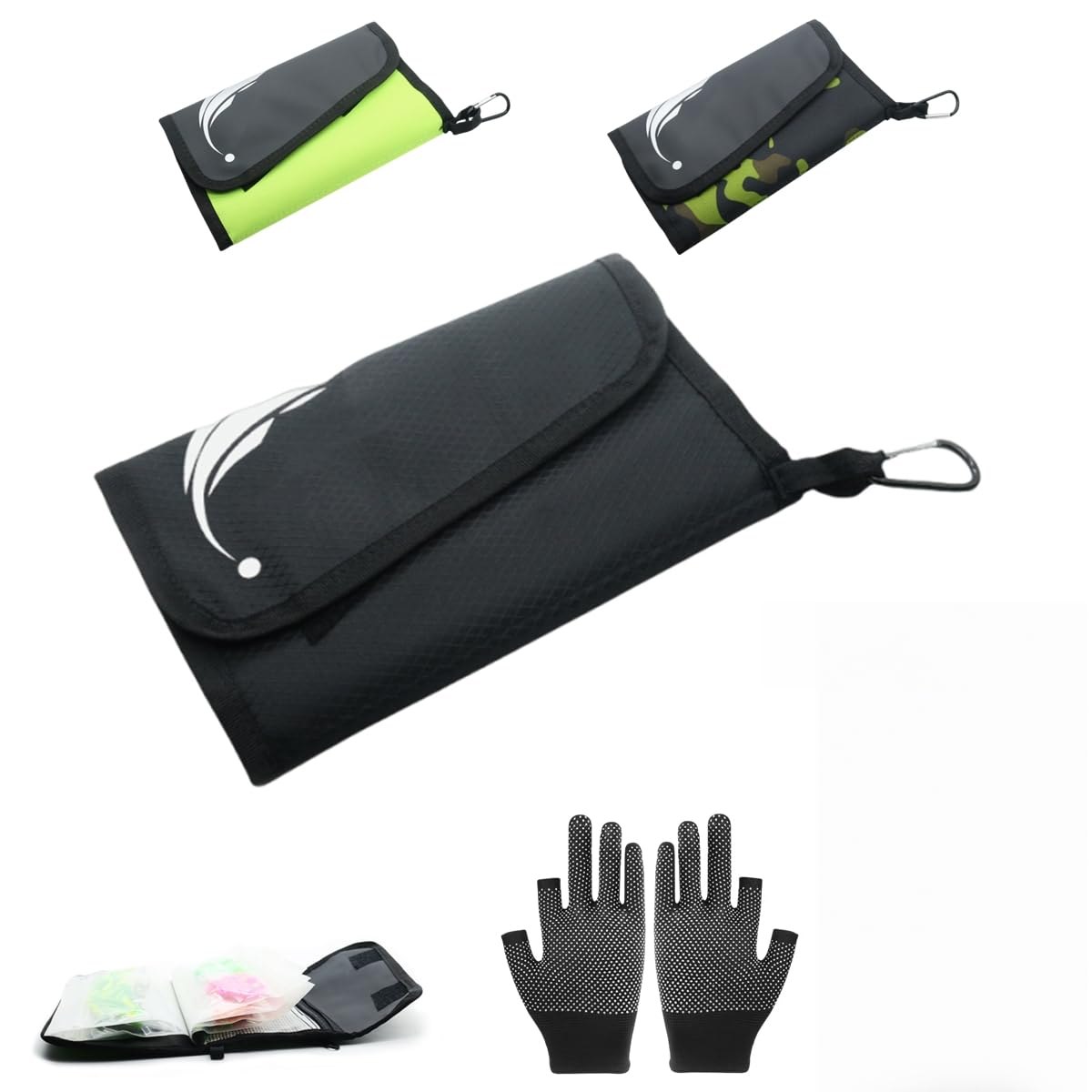 Portable Multi-Layer Fishing Bait Organizer,Waterproof Soft Lure Storage Bag for Hooks,Sinkers & Rigs (Black)