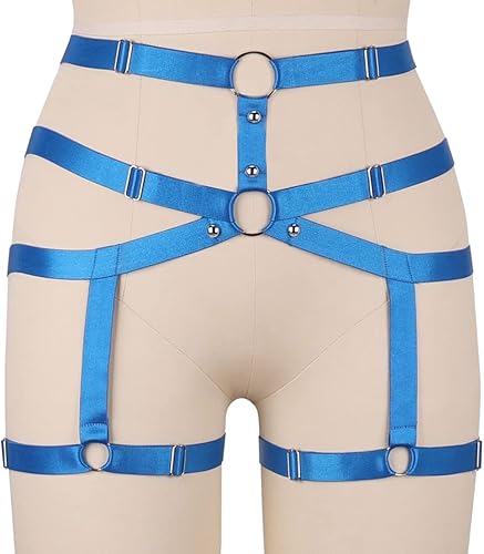 Miniatura 2 de Arnés de liguero para piernas, arnés de liguero para muslo, liguero con tiras para mujer, Azul-bcf