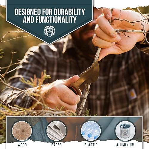 Miniatura 3 de Cuchillo de supervivencia  Cuchillo de cuello Bushcraft para hombre, juego de regalo de hoja fija, hoja EDC D2 de espiga completa, mango