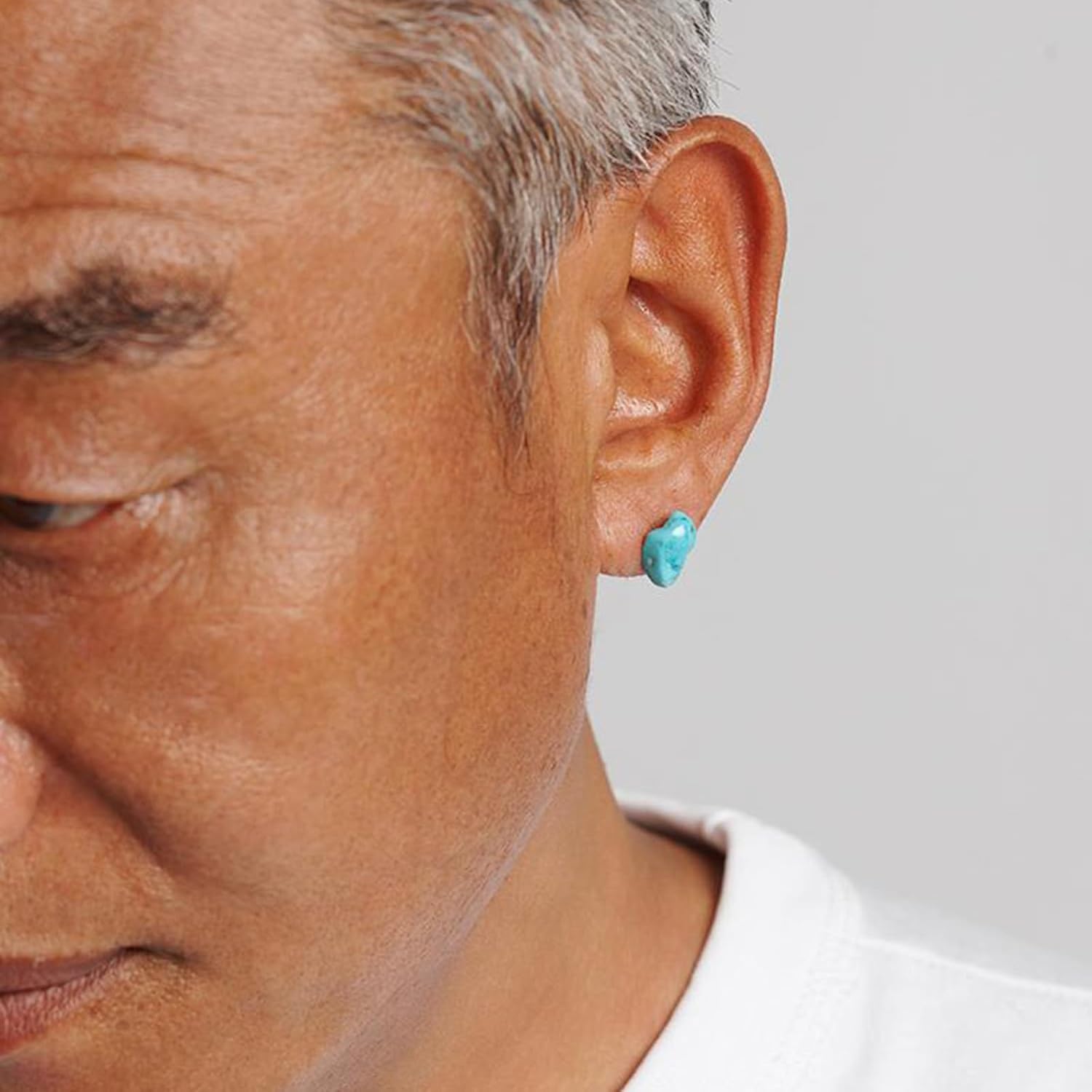 Turquoise Stud Earrings for Women, Blue Raw Gemstone Earrings with Stainless Steel Stud, Boho Western Turquoise Jewelry for Women - Image 3