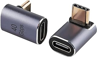 2 Pack 90 Degree Right Angle USB-C Male to USB-C Female Adapter, Up and Down 90 Degree Type-C Adapter Extender Compatible with Steam Deck, Switch, Notebook Computers, Tablet and Mobile Phones