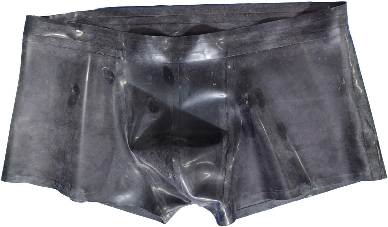 Latex Rubber Shorts Lower Waist Men Underwear Boxers,Black Latex Lingerie Male Panties Rubber Clothing