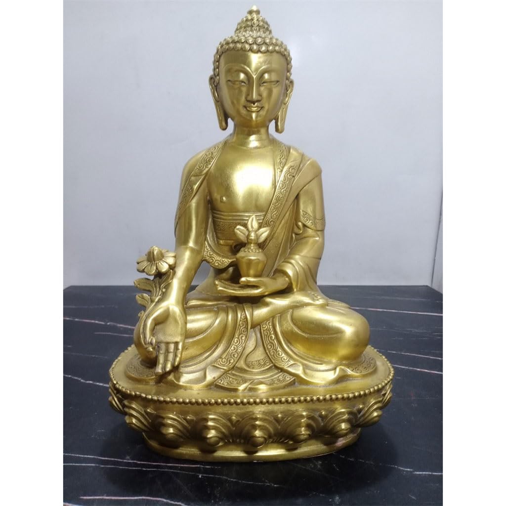 Estatua de Buda Esculturas Hechas a Mano Estatuas de Buda de Bronce Esculturas de Feng Shui for Salas de Estar y Salas de Estudio Cómo Decorar tu Oficina Manualidades Decorativas(M)