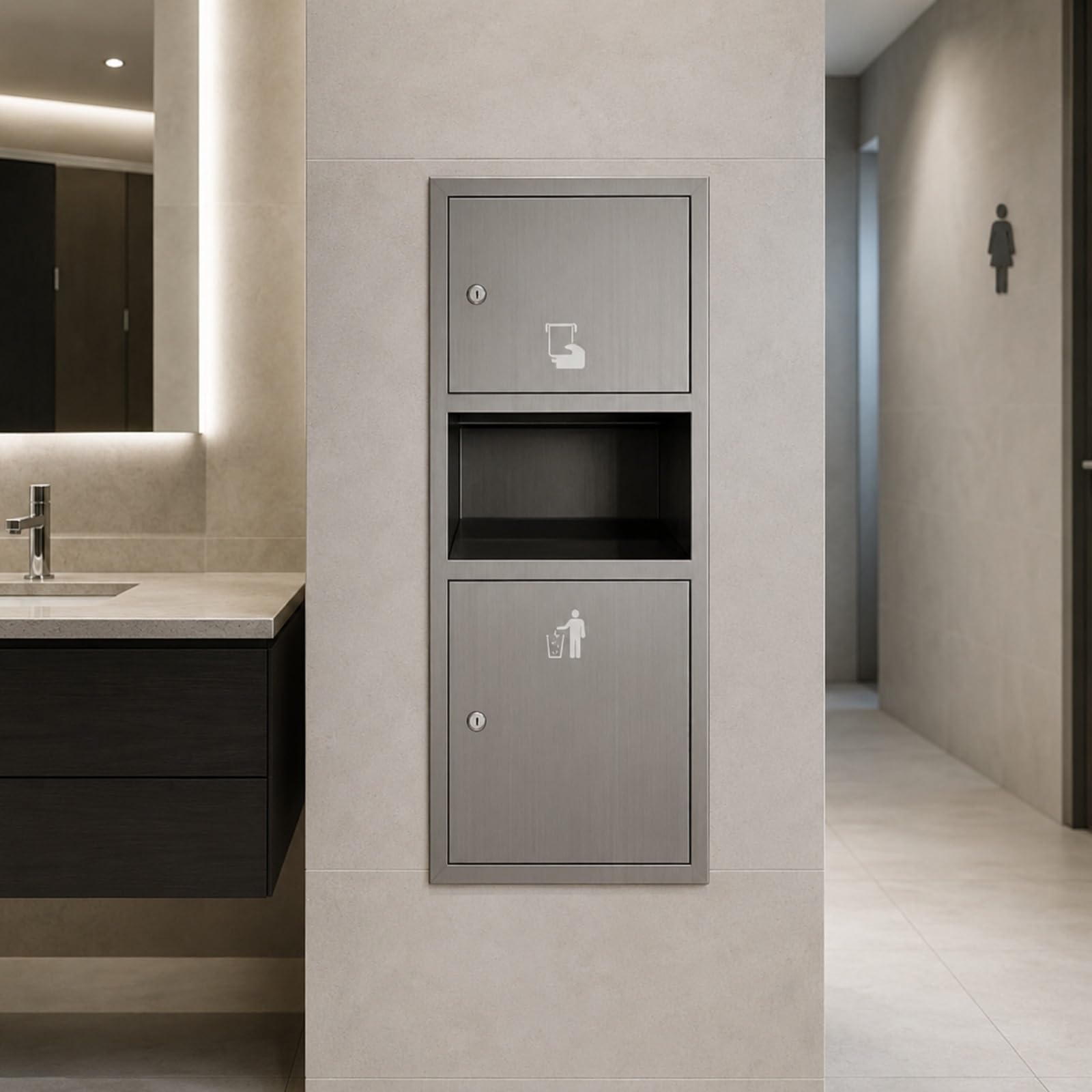 Recessed Toilet Roll Holder | Niche Trash Can | Ttrash Can Niche Bathroom