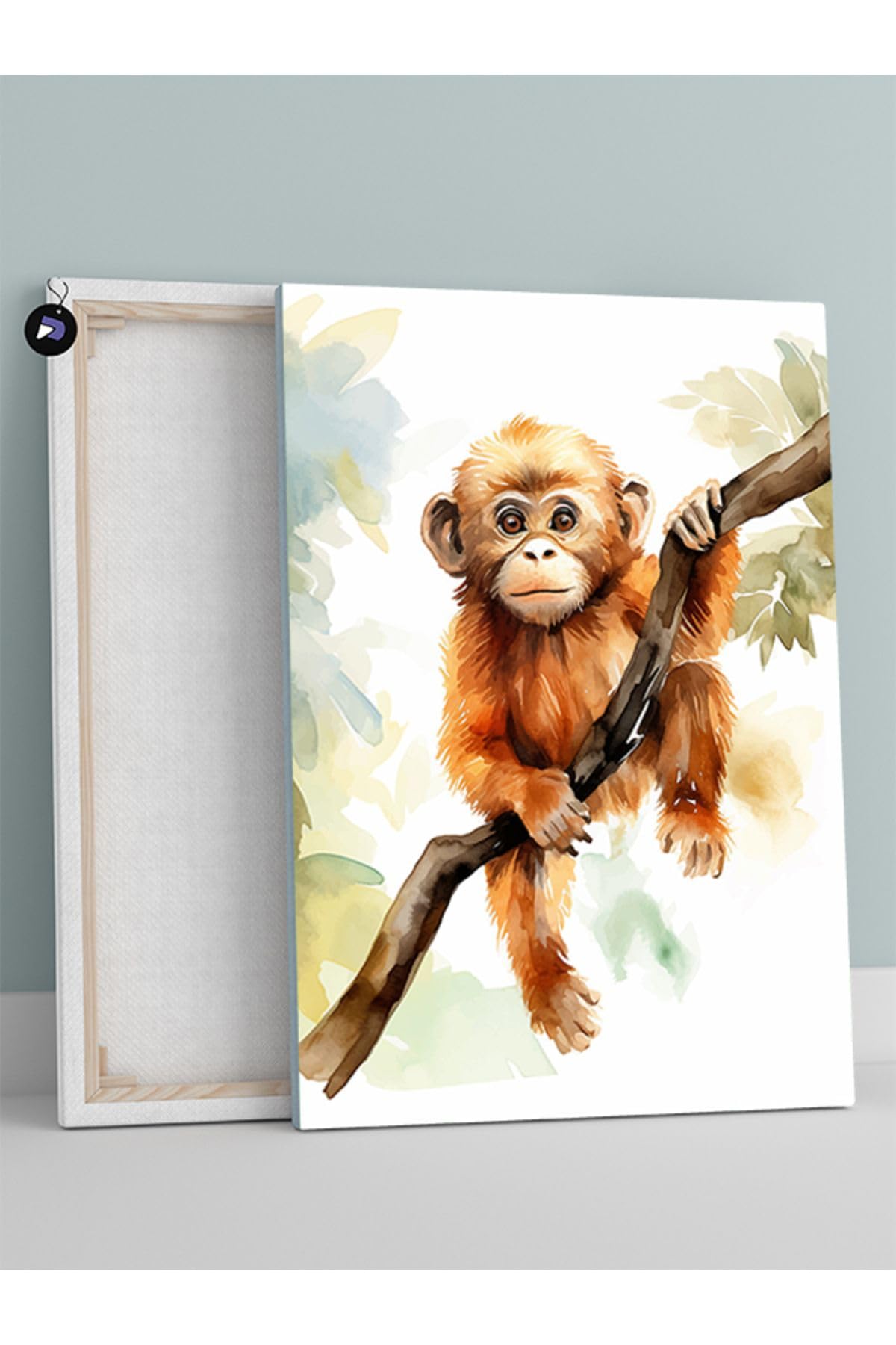 Postermanya (pster882) Dalda Maymun Yavrusu Hayvan Kanvas Tablo 50 x 70