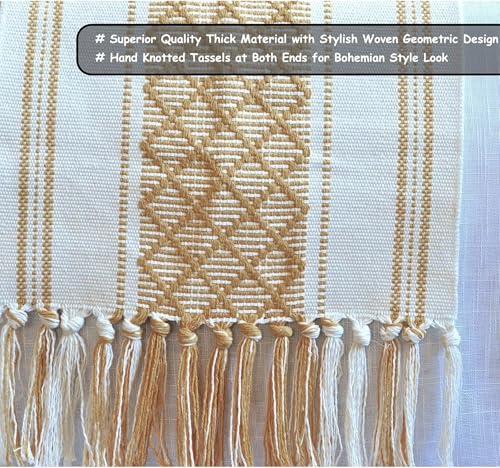 Image of Curated Cart Boho Table Runner 13x70 Inch with Tassels - Cotton Table Runner for 6 Seater Dining Table, Centre Table Runner for Living Room, Farmhouse Dining Table Decor (Brown)