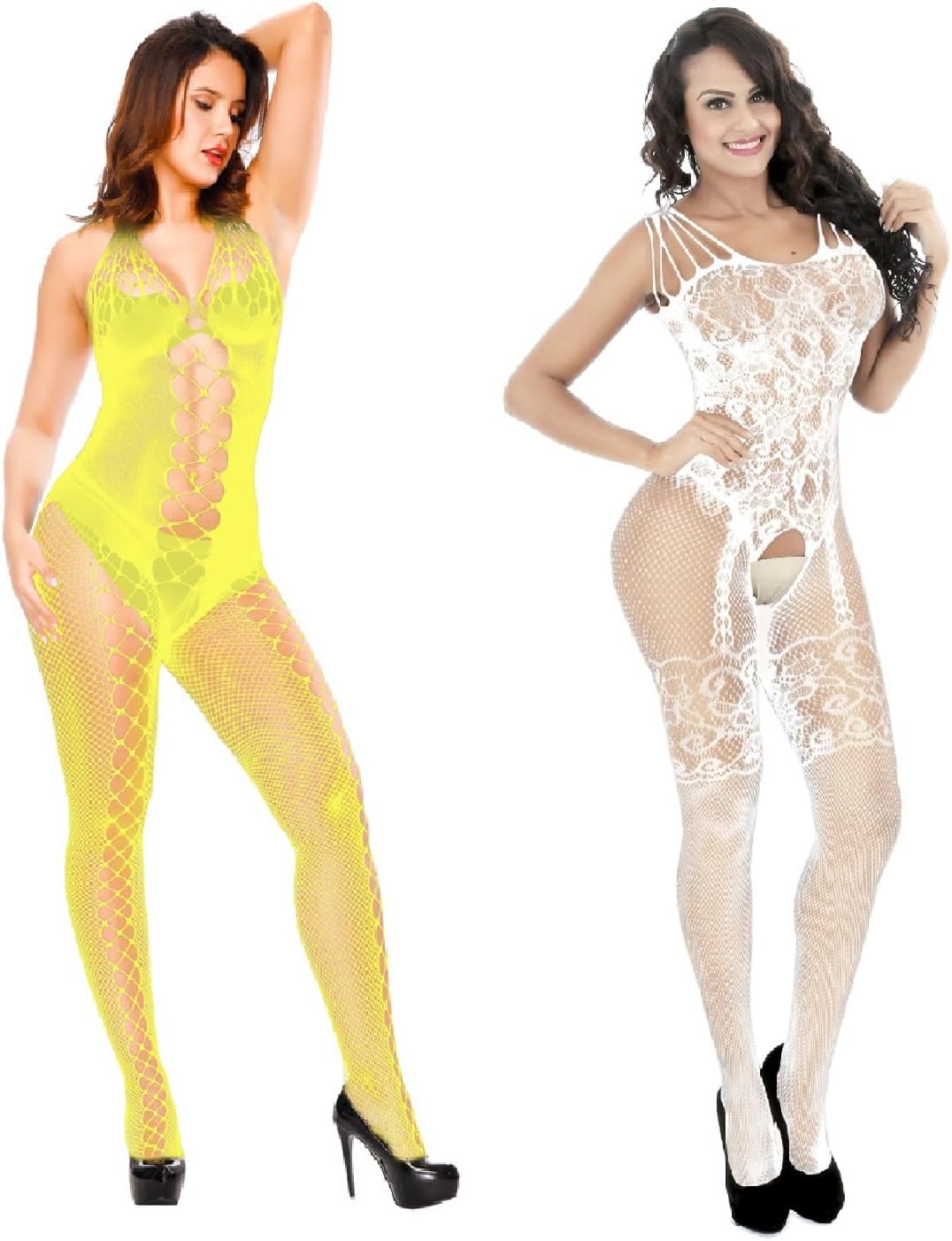 Krisah Pack of 2 Women's Polyamide & Spandex Floral Full Length Baby doll Black Free Size