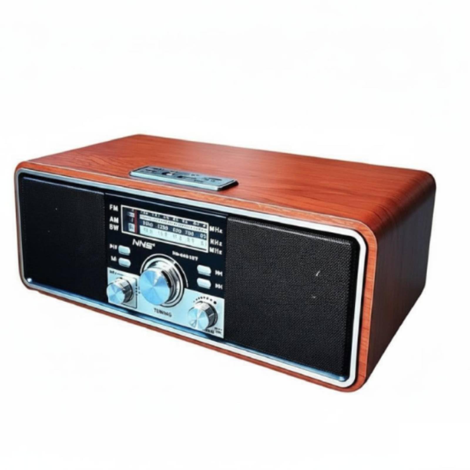 ATORSE Vintage Wood Radio Bass Boosted Retro Bluetooth Radio Card Playback Wooden Bluetooth Speaker for Home, Redwood-image-18