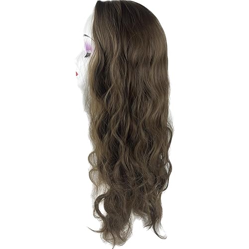 Miniatura 7 de Yfsmyxgs Peluca larga ondulada de parte media para mujer, pelucas sintéticas rizadas naturales, onduladas, resistentes al calor, base grande, 7.1 x