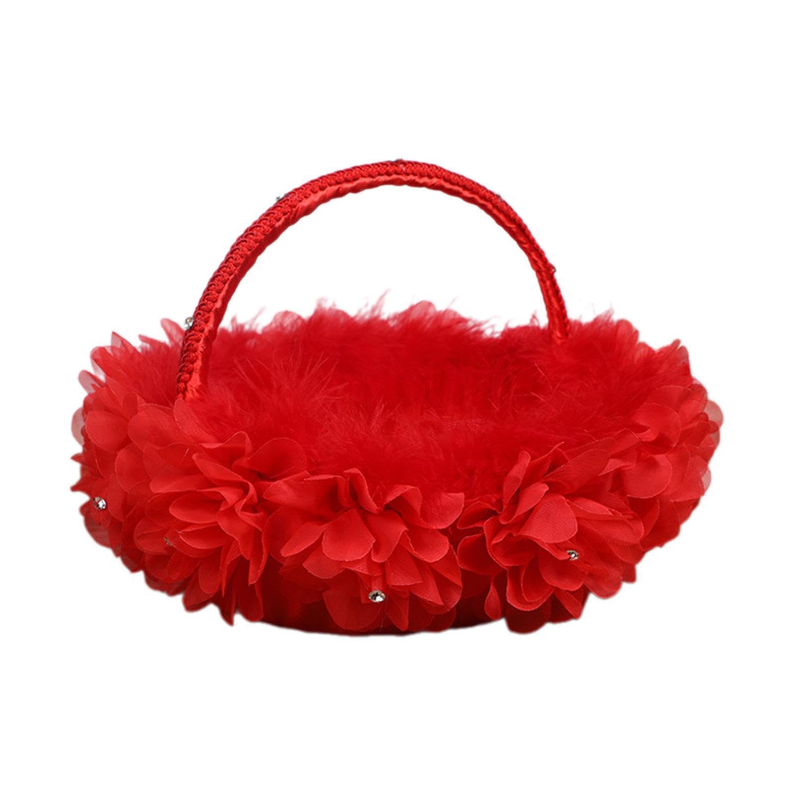 ALCXAZS Bridal Wedding Flower Basket Made Of Beautiful Rustic Style Red