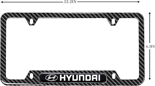 Miniatura 3 de Marcos de matrícula de 4 agujeros de fibra de carbono para Hyundai, paquete de 2 soportes de matrícula de metal de aluminio negro, tornillos de