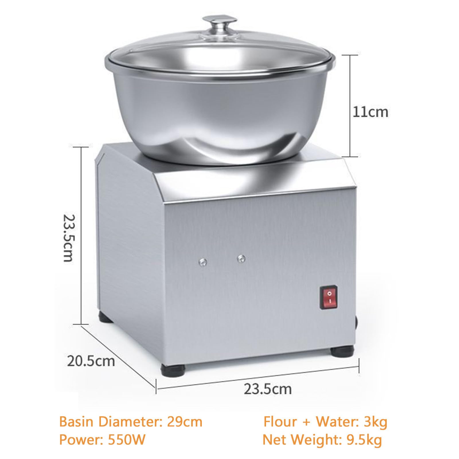 Impastatrice Professionale, Impastatrice a Spirale Professionale, con Vasca Estraibile, Doppia Rotazione e Timer per Ristoranti, Pizzerie e Panifici 3kg