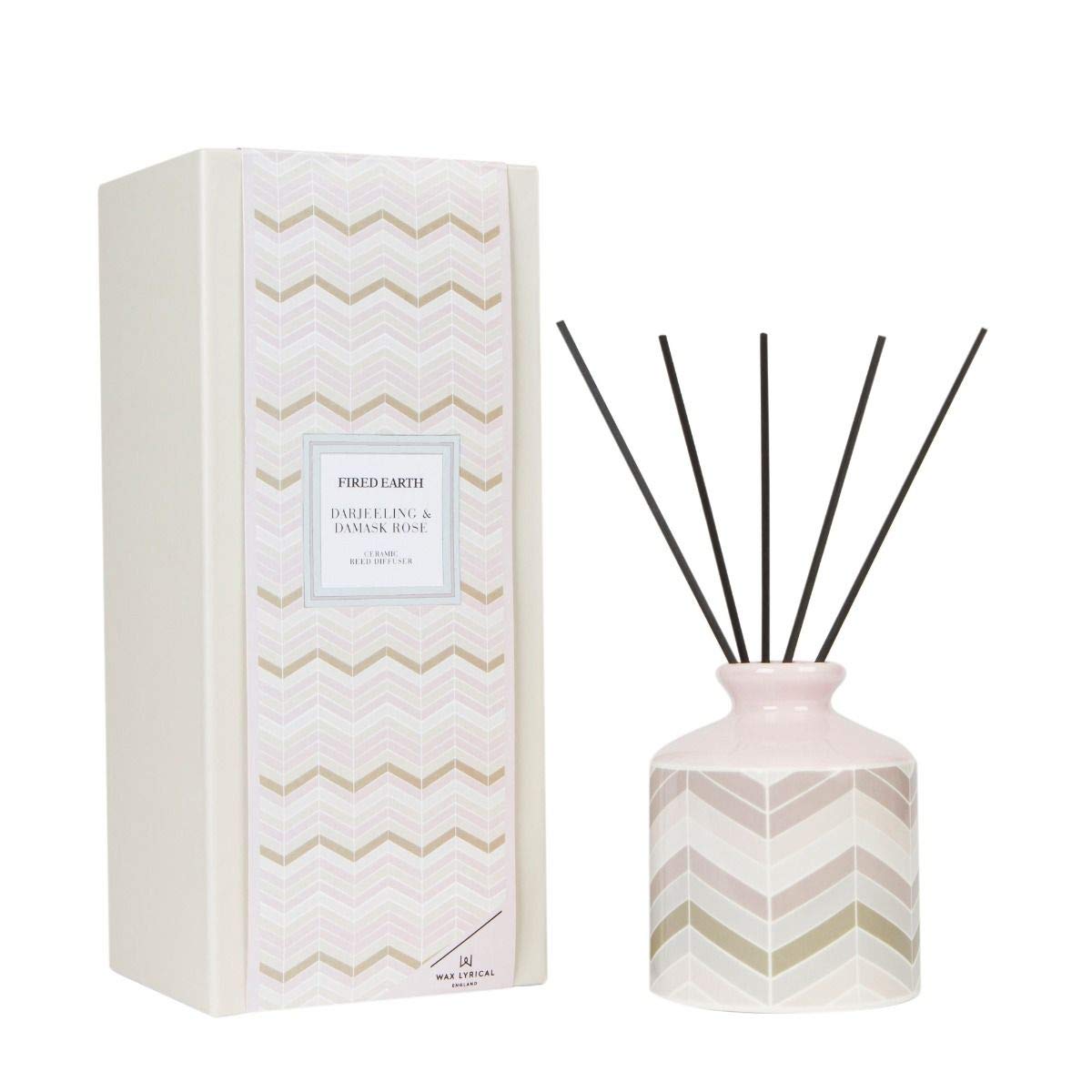 Wax Lyrical Fired Earth Ceramic Darjeeling and Damask Rose, Reed Diffuser Gift Set