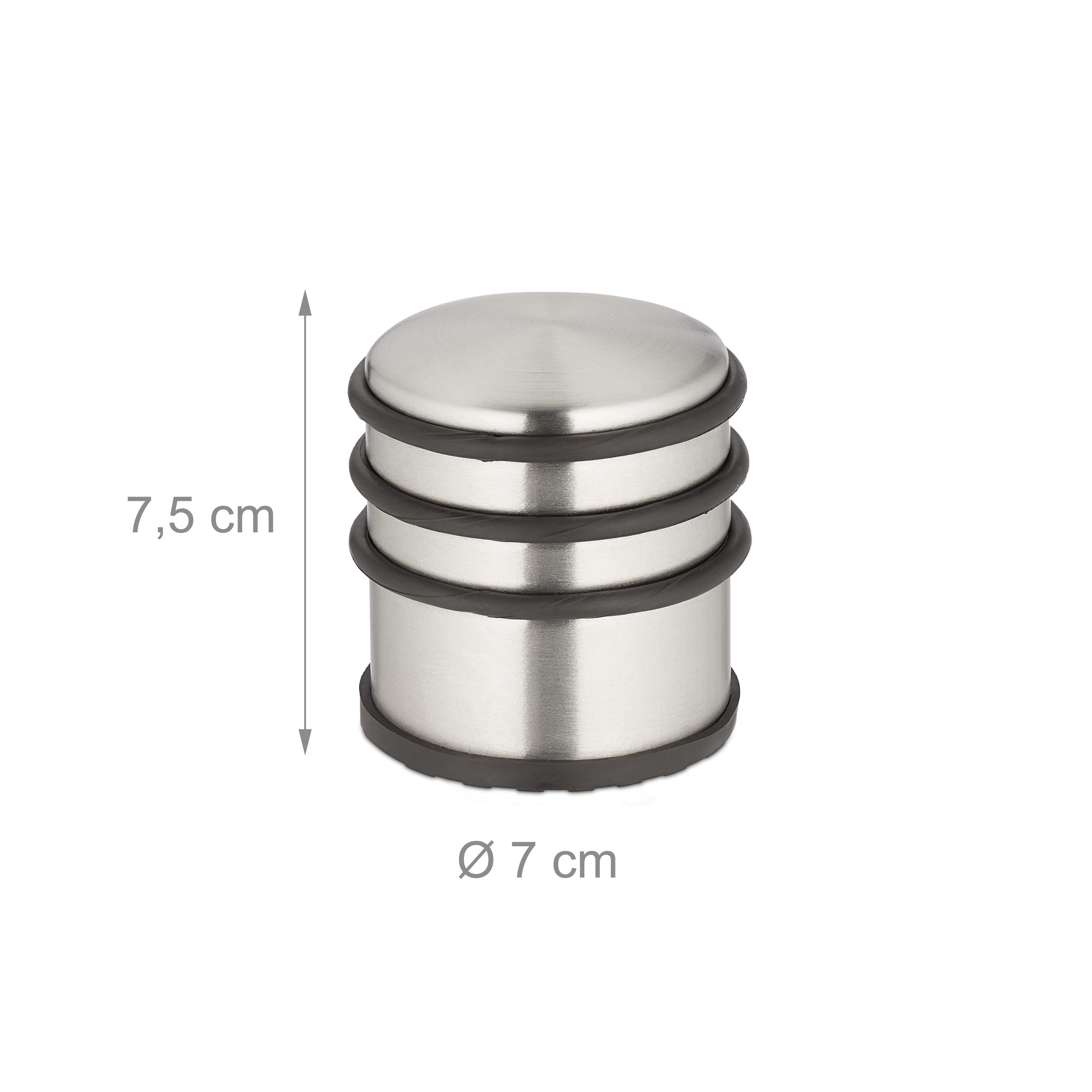 Relaxdays Set of 3 Door Bumpers, Stainless Steel, Hxdiameter : 7.5 x 7 cm, High & Heavy, Non-slip, Slamming Brakes, Silver/Black - Image 4