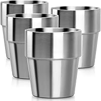 Vista 21 de Beasea Mini vasos de acero inoxidable, juego de 4 vasos de metal de 6 onzas, apilables de acero inoxidable 304, vasos de doble pared con aislamiento