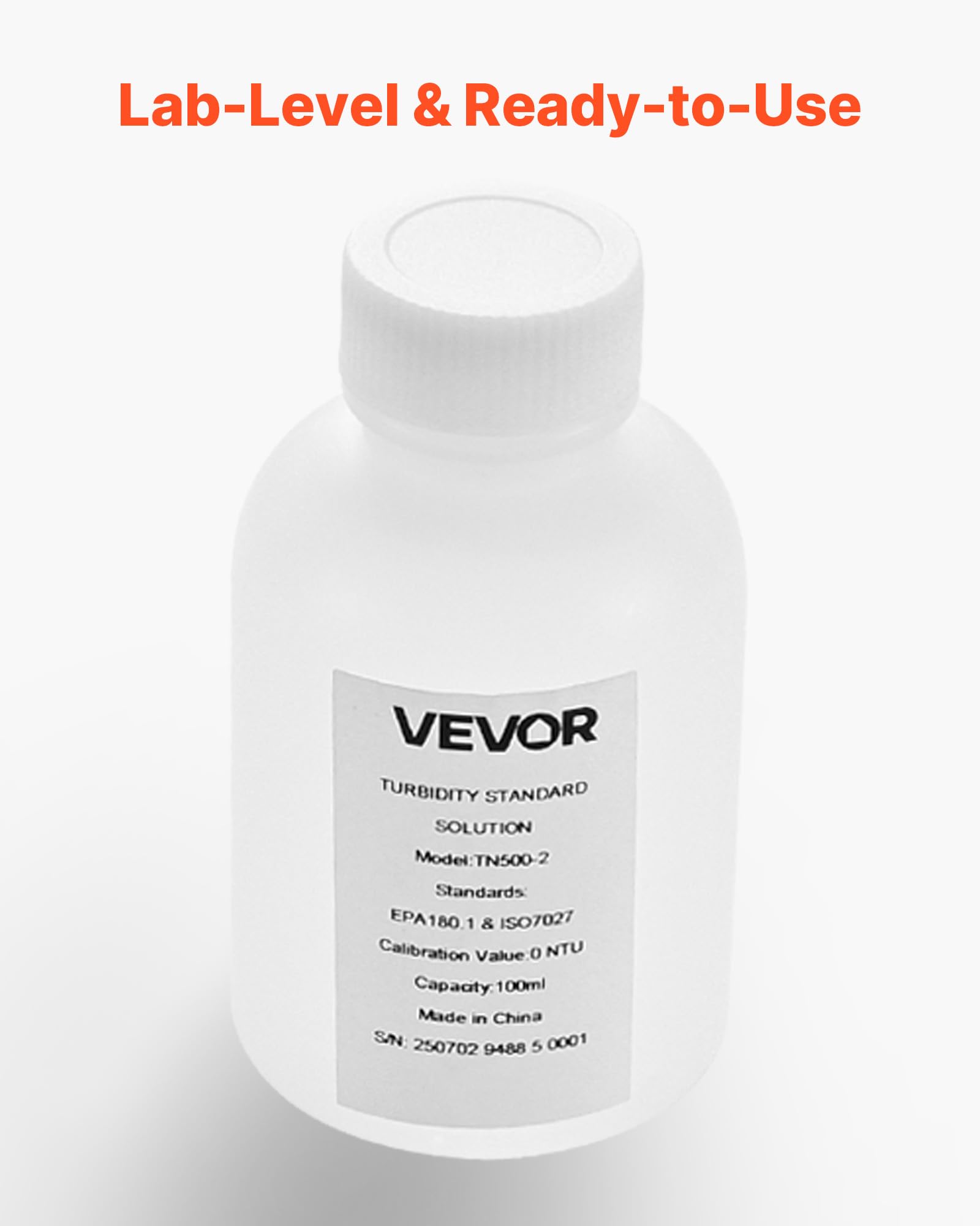 VEVOR Solución de Calibración de Turbidez, 0 NTU, 100 ml, para Turbidímetros, Deriva Cero para Una Concentración Estable, para Luz Blanca/Roja, para Entornos Educativos, Ambientales e Industriales
