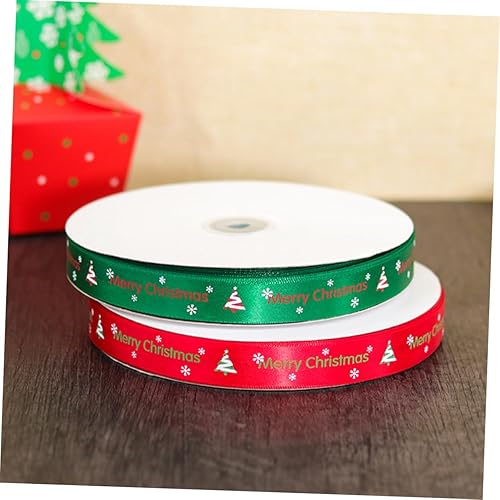 Miniatura 5 de EXCEART 2 unids Navidad Impreso Cintas de Alambre Cinta de Satén de Navidad Cinta de Embalaje Cintas Artesanales Cintas de Fabricación de Cintas de