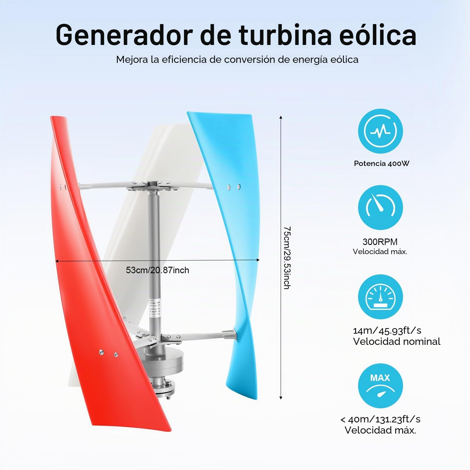 Generador de viento 24 V 400 W para cobertizo, camping y fuera de cuadrícula, eje vertical silencioso para generar electricidad, ideal para combinar con sistema solar