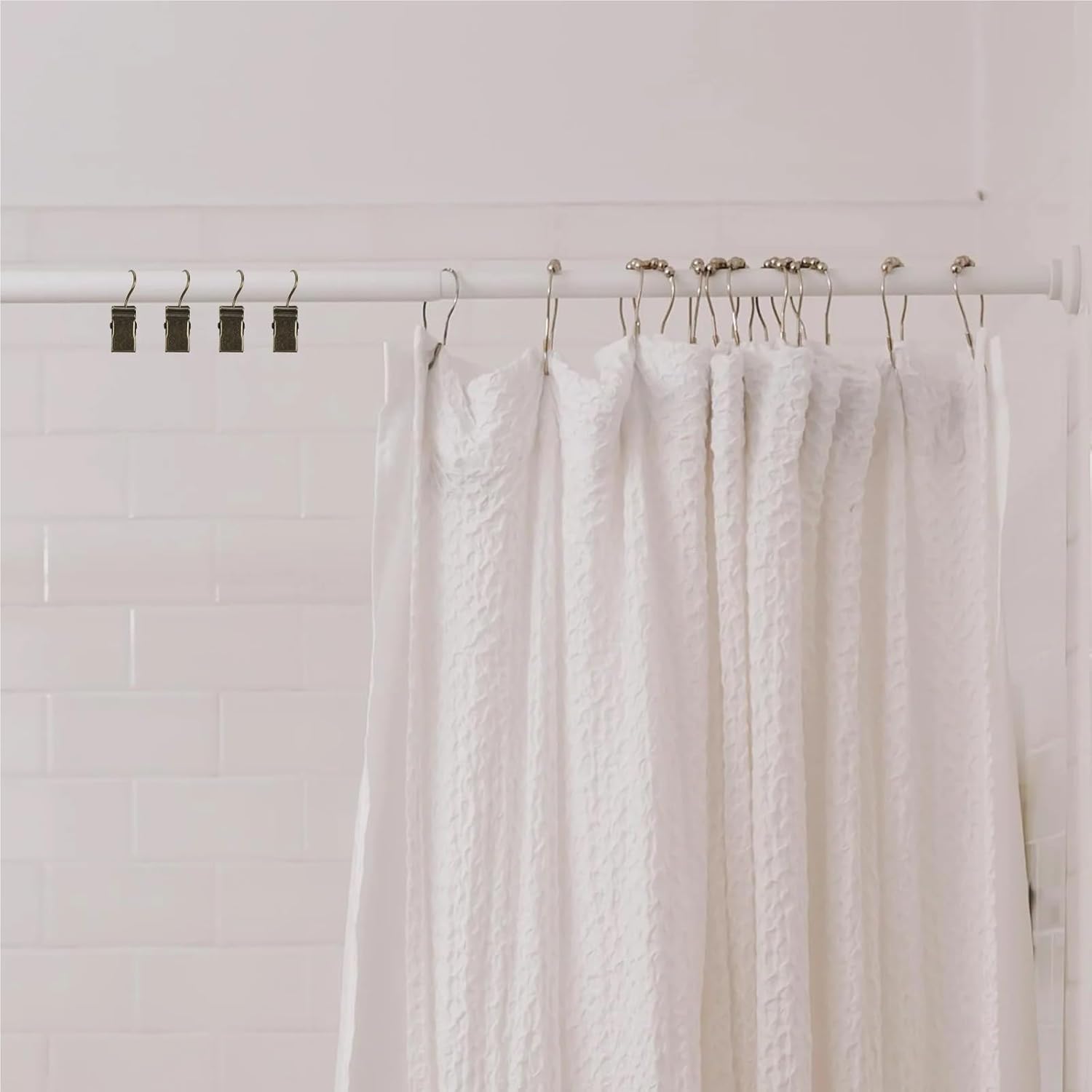 Curtain Rings 100Pcs Shower Curtain Clips Hanging Iron(Black)