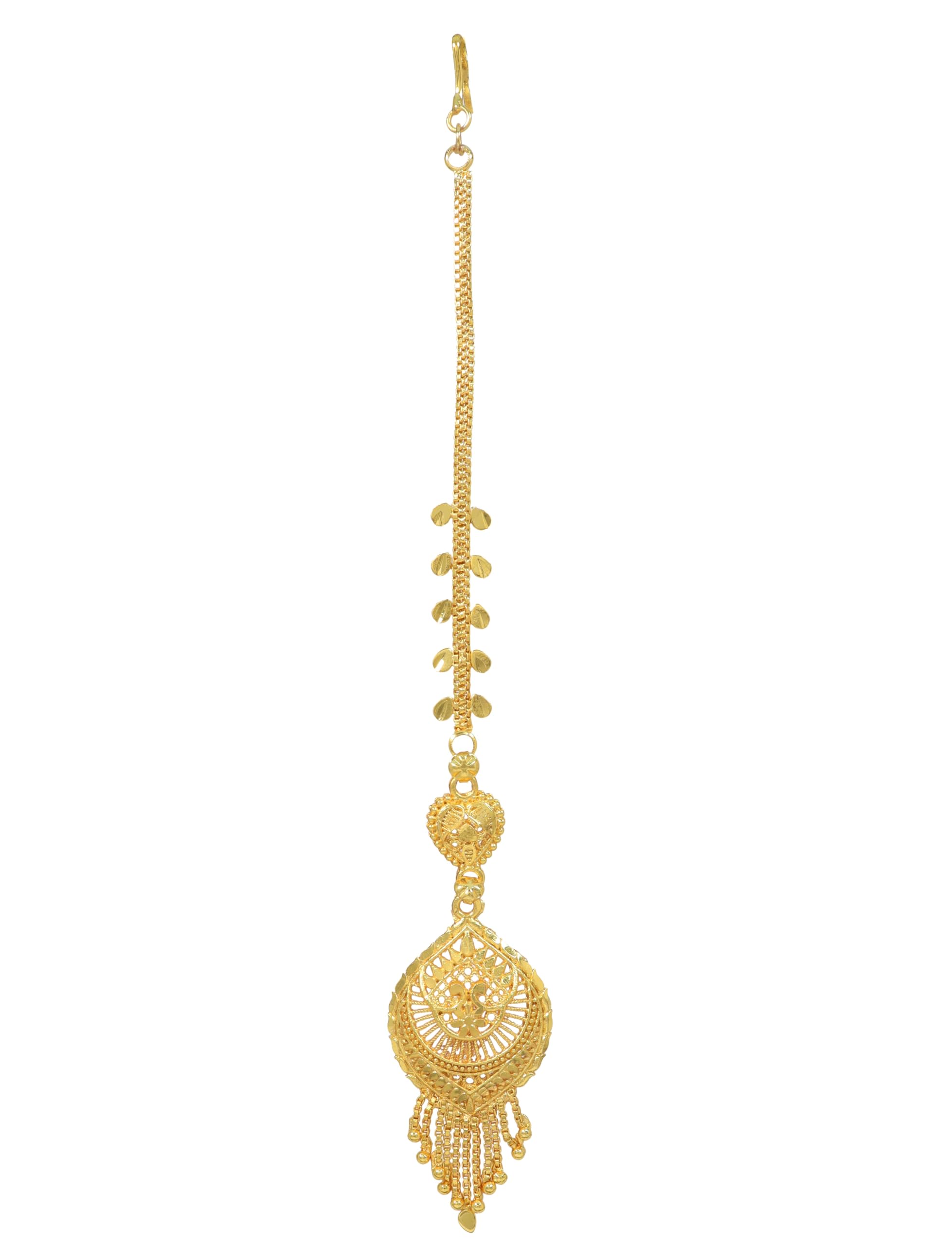 Gold Plated Brass Stylish Sleek Maag Tikka, Gifts for Girlfriend, Gifts for Women and Girls-image-40