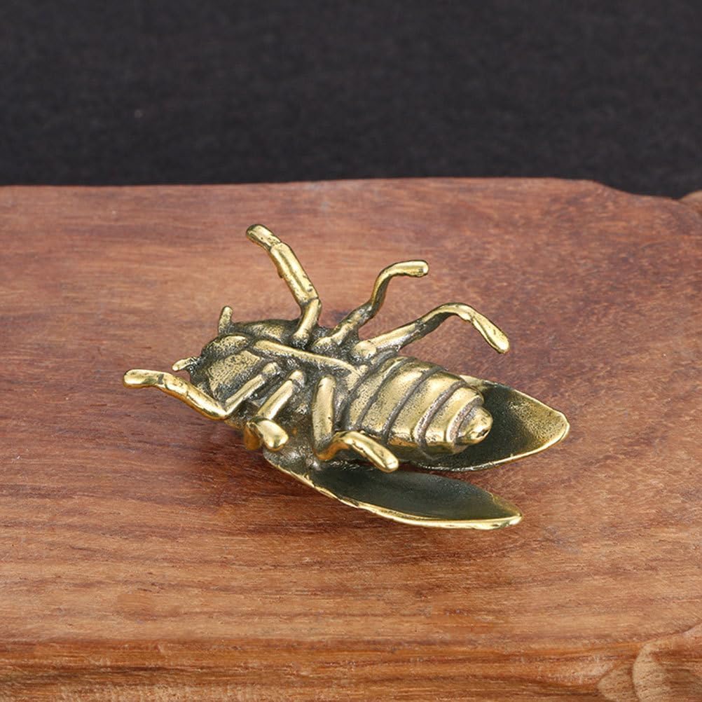 PRETYZOOM 5pcs Creative Brass Cicadas Ornament for Decor Vintage-Inspired Tabletop Adornment Unique Desktop Decoration for Artistic Atmosphere image 3