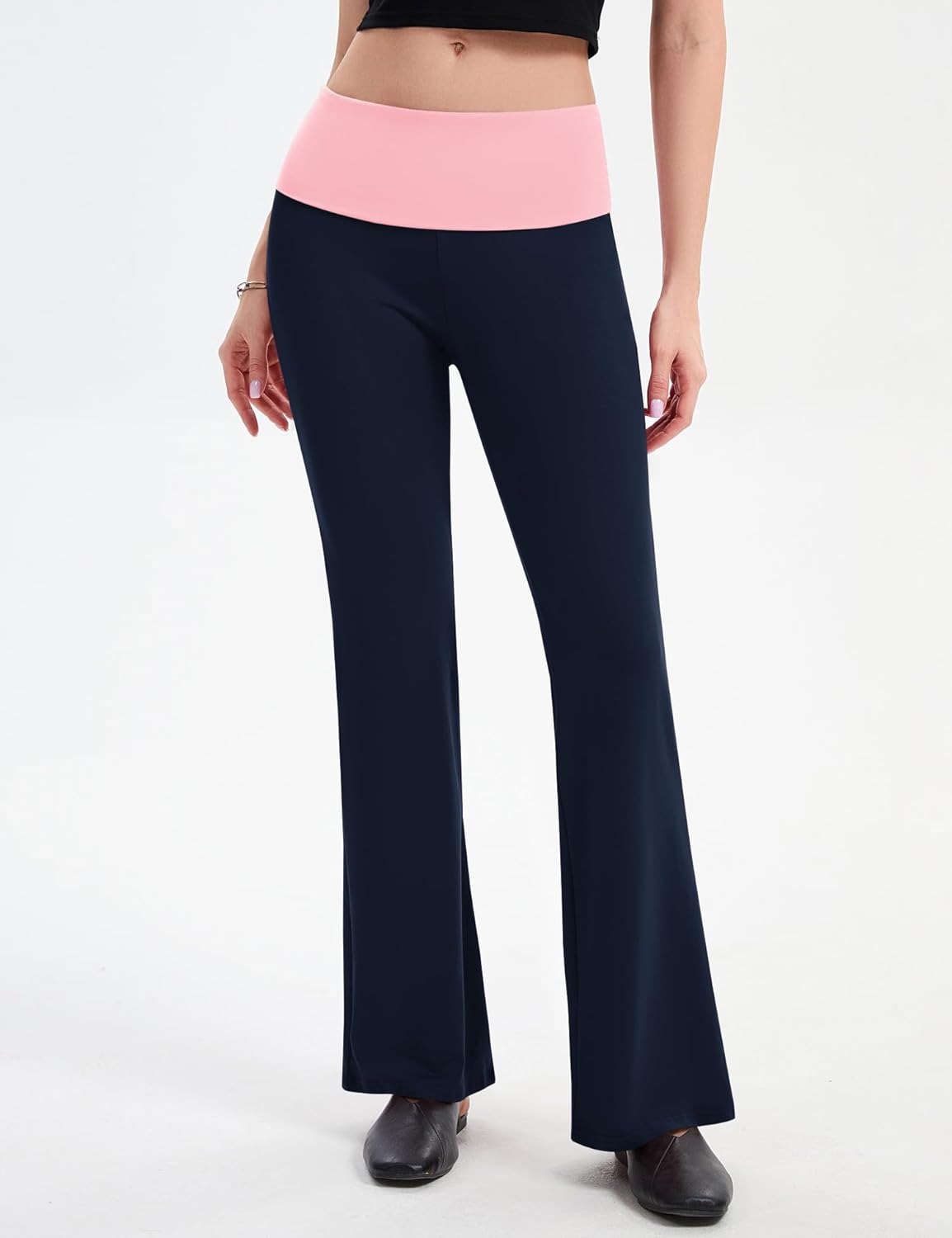 Rapbin Fold Over Flare Leggings for Women Yoga Pants Y2k Lounge Sweatpants Workout Athletic Joggers Slim Fit Bottoms 2026 - Image 2