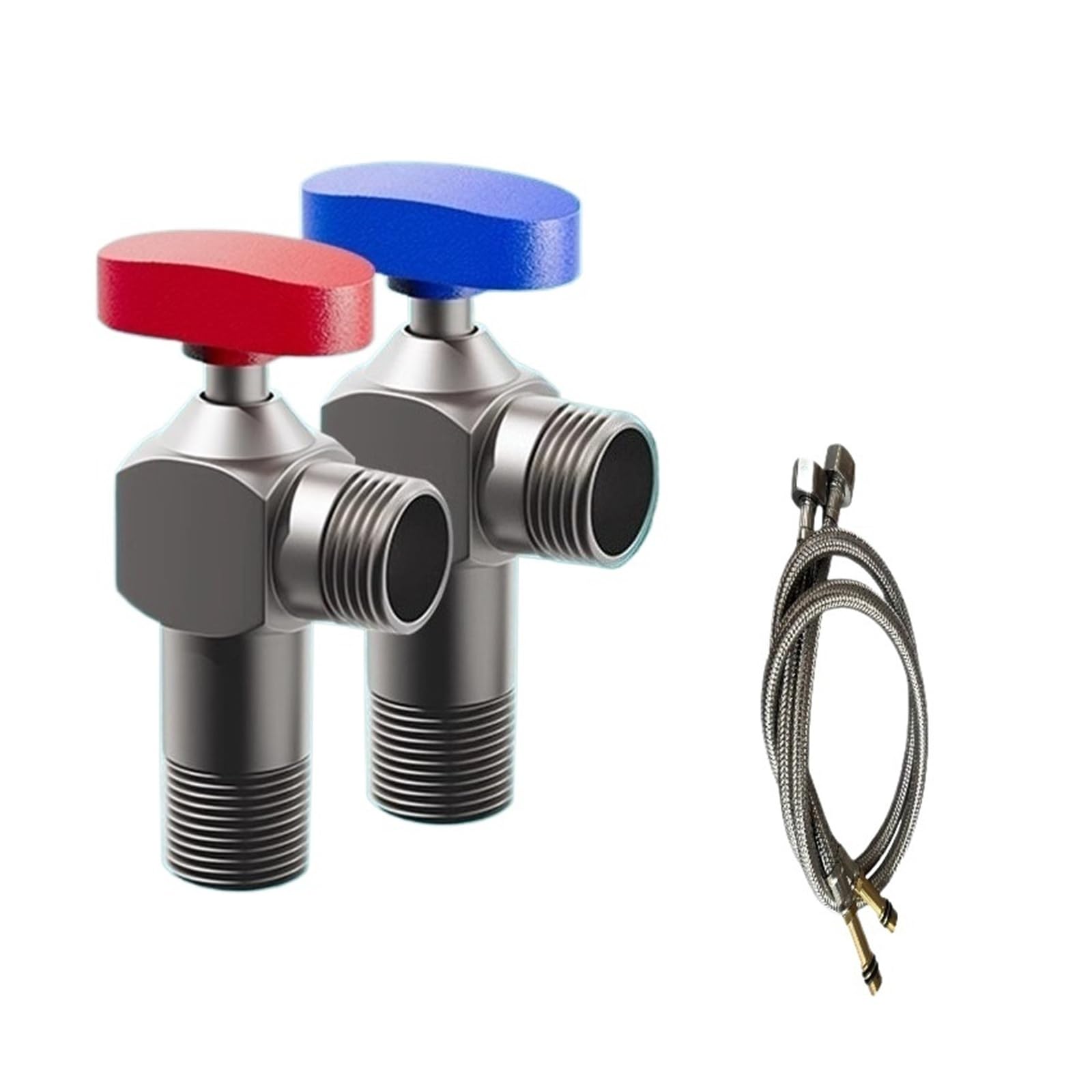 Copper Alloy High Flow Full Ball Core G1/2 Angle Valve Hot Cold Water Inlet Valve for Water Heater Faucet(Grey Suit)