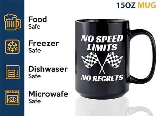 Miniatura 3 de Taza de café Racer de 15 onzas, color negro, sin límites de velocidad, combustible, carrera, coche, chicos, circuito, automotriz, regalos para él,