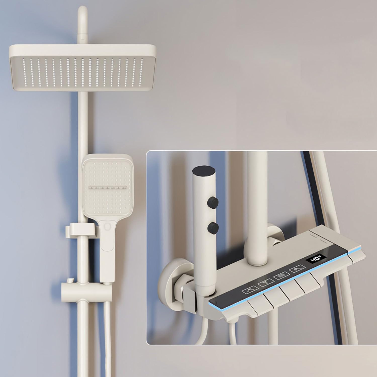 Système de douche encastré avec cascade et jet concentré pour colonne de bain moderne