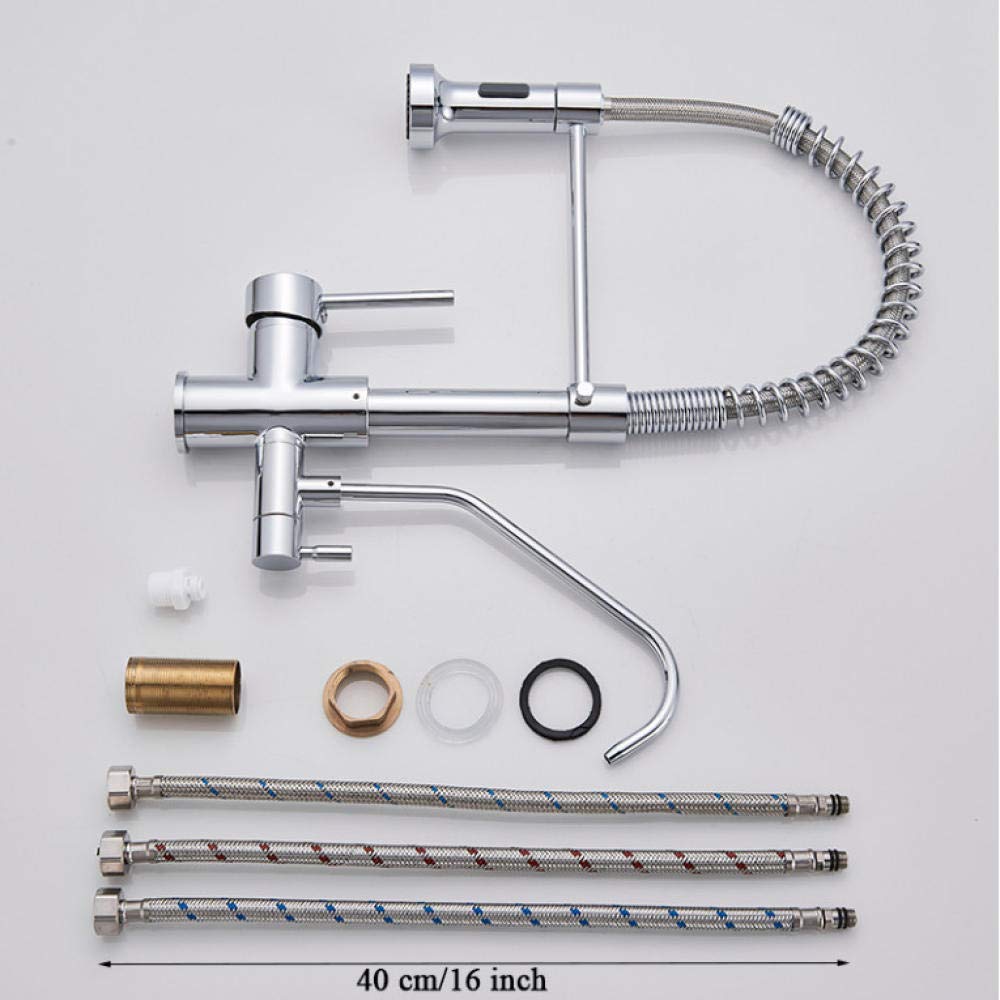Rubinetti filtro acqua cromati rubinetti cucina Rubinetto miscelatore doppio comando a piano con rotazione Rotazione a 360 gradi Funzione di purificazione dell'acqua Gru