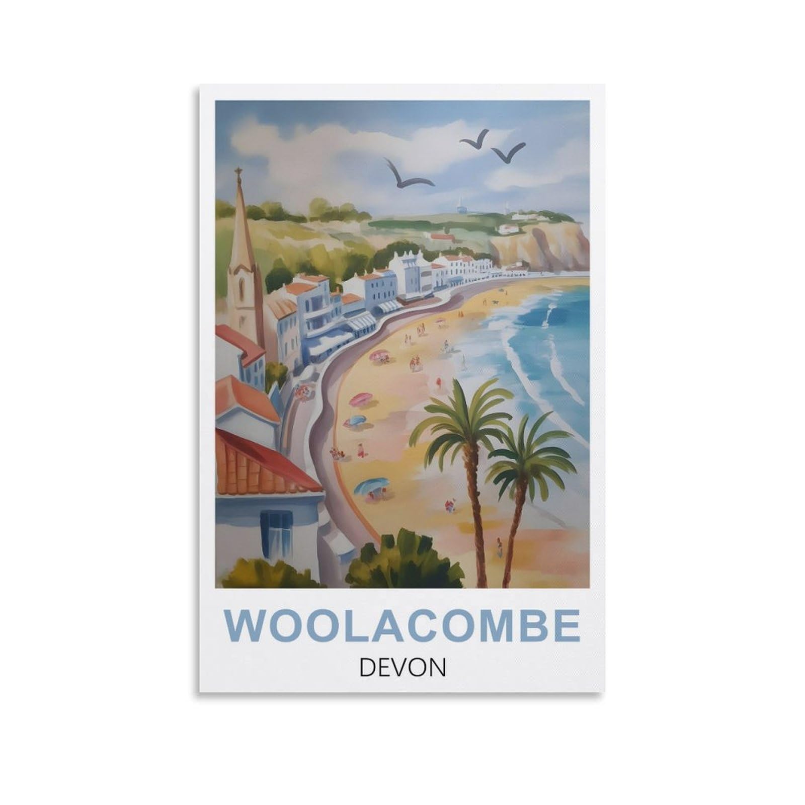 EZMLFA 5D Diamond Art Kits for Beginner,Woolacombe Devon,Diamond Art House DIY Diamond Art Kits for Home Wall Decor 40x50cm