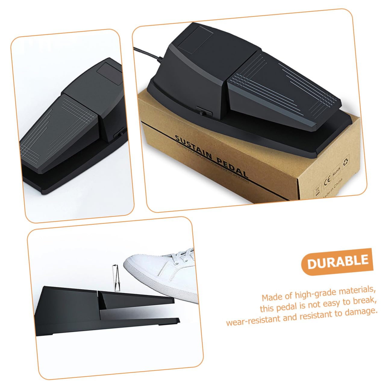Pedale Sustain per Pianoforte Elettrico e Tastiera Midi Pedale Metallico Robusto con Design Antiscivolo per Pianola e Sintetizzatore Accessorio Strumentale Portatile