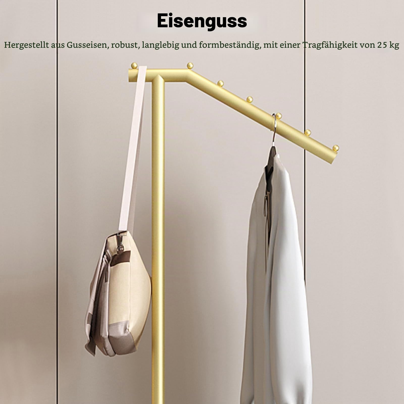 Ergocar Metallmantel Standalone kleiderständer Kreativer Dekorativer Metallbügel Mit 7 Haken Und Marmor Basis Kleinem Metallmantel Standalone Für Hängende Mäntel, Hüte, Schals