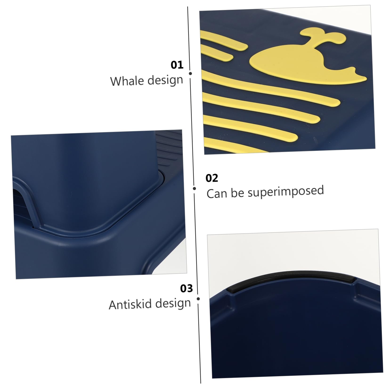 Sgabello Rialzato a 2 Livelli in Pp Tpe per Bambini Blu | Lavabo e Piano D’appoggio, Bordi Lisci e Superficie Antiscivolo, Uso Bagno e Toilette