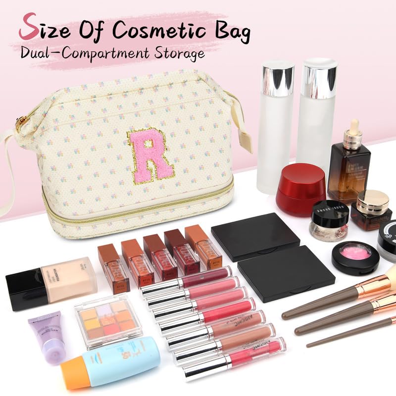 Make-up-Tasche mit Initialen-Motiv, Blau, Größe M: