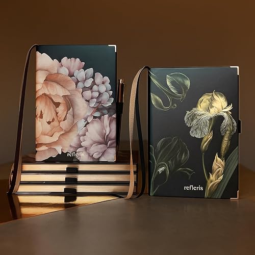 Miniatura 5 de Diario A5 con cuadrícula de puntos de papel negro – Cuaderno de viñetas con bordes de cobre, lazo para bolígrafo, 2 marcadores de cinta, bolsillo