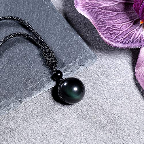 Image of Jovivi Healing Crystals Necklace Natural Tiger Eye Amethyst Lucky Blessing Protection Chakra Beads Stone Pendant for Women Men Adjustable, 16mm, Stone, No Gemstone