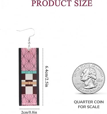 Tanjiro Earrings Hanafuda Anime Cosplay Gifts for Women Fans