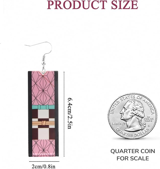 Tanjiro Earrings Hanafuda Anime Cosplay Gifts for Women Fans