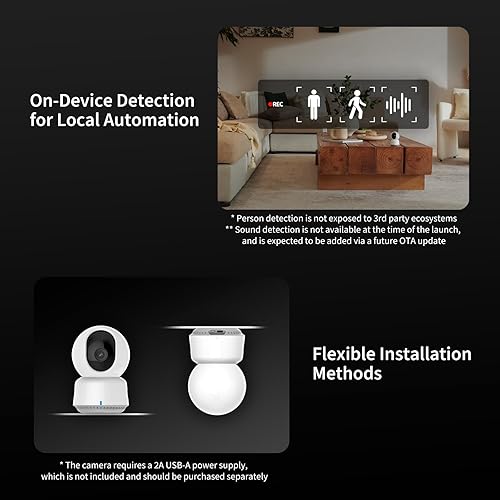 Miniatura 7 de Aqara Cámara de seguridad interior 2K E1, panorámica e inclinación, cámara de video segura HomeKit, audio bidireccional, visión nocturna,