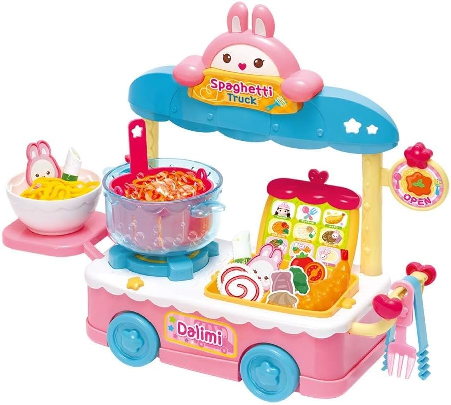 Dalimi Interactive Ice Cream Shop Playset for Kids Ages 3+, Modeling Clay for Shaping & Decorating Ice Cream, Pretend Play Food Set for Toddlers (Noodle Truck)