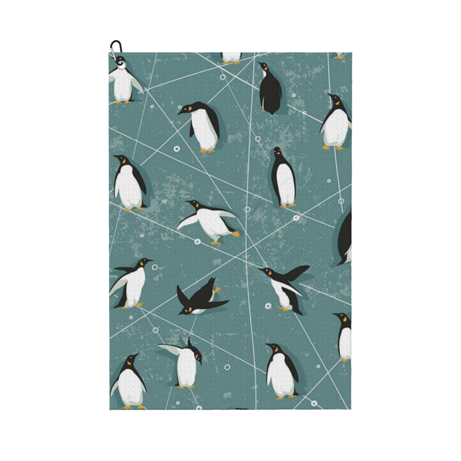 Hnnkloy Penguins Pattern, 16x24 in Portable Waffle Golf Towels with Carabiner Clip for Golf Bag