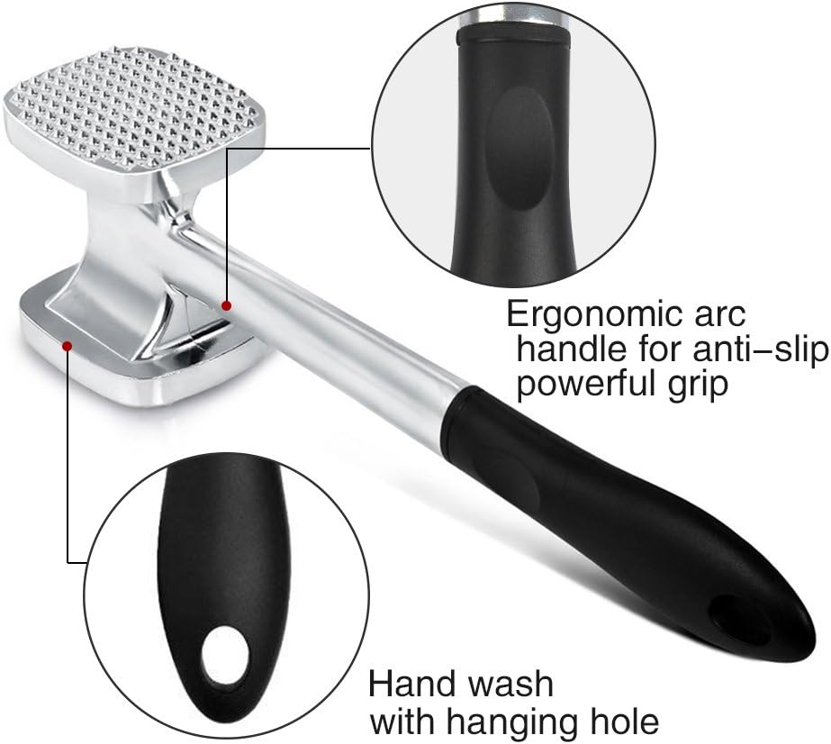 TIMESETL 28cm Heavy Duty Aluminum Meat Tenderizer Hammer Dual Sided 140