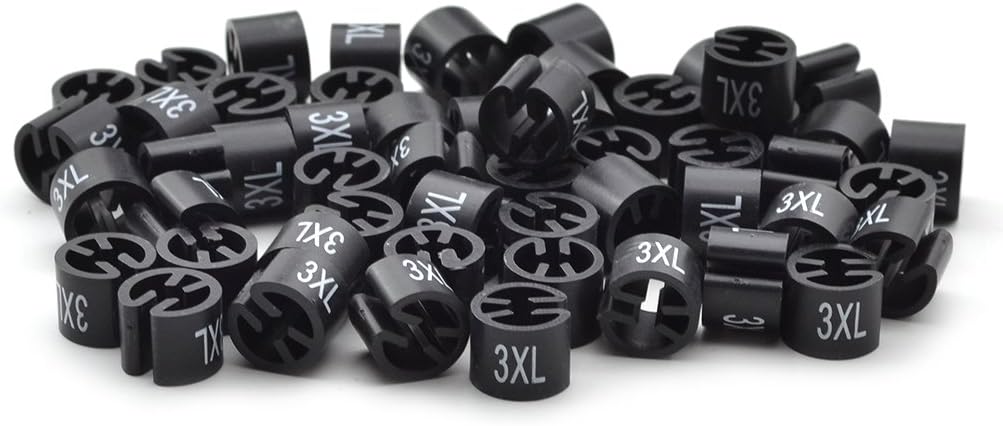 Lychee Black Hanger Sizer Garment Size Markers Snap On Plastic Size Tags 3XL